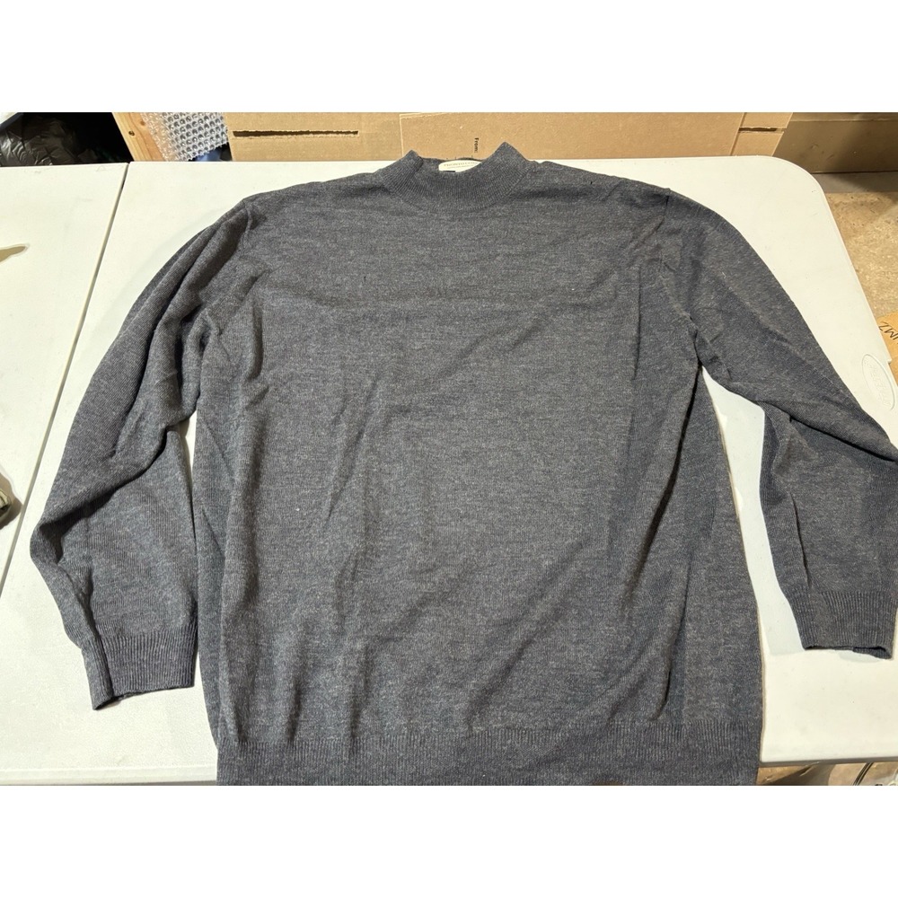 Pronto Uomo Men's XLT Gray Textured Stripe Knit Sweater 100% Merino‎ Wool